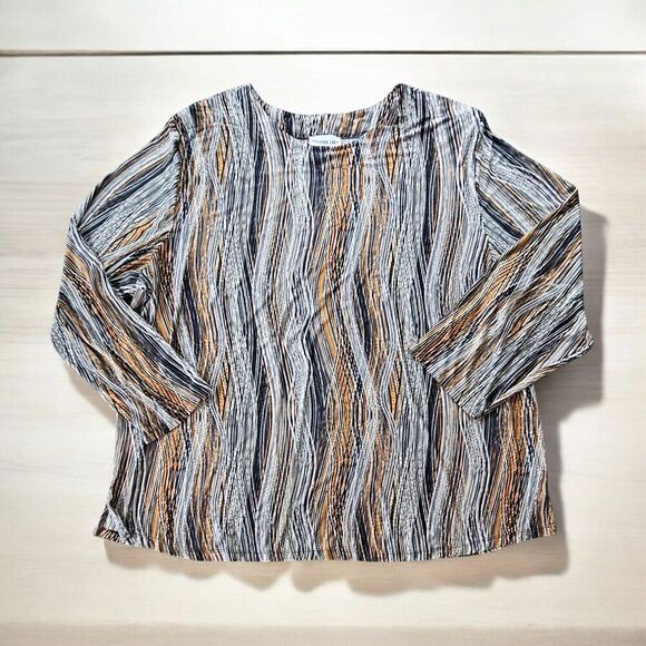 Southern Lady Geometric Tunic Top Blouse Pullover Size 3X Slinky Slimming Lines - Picture 1 of 6